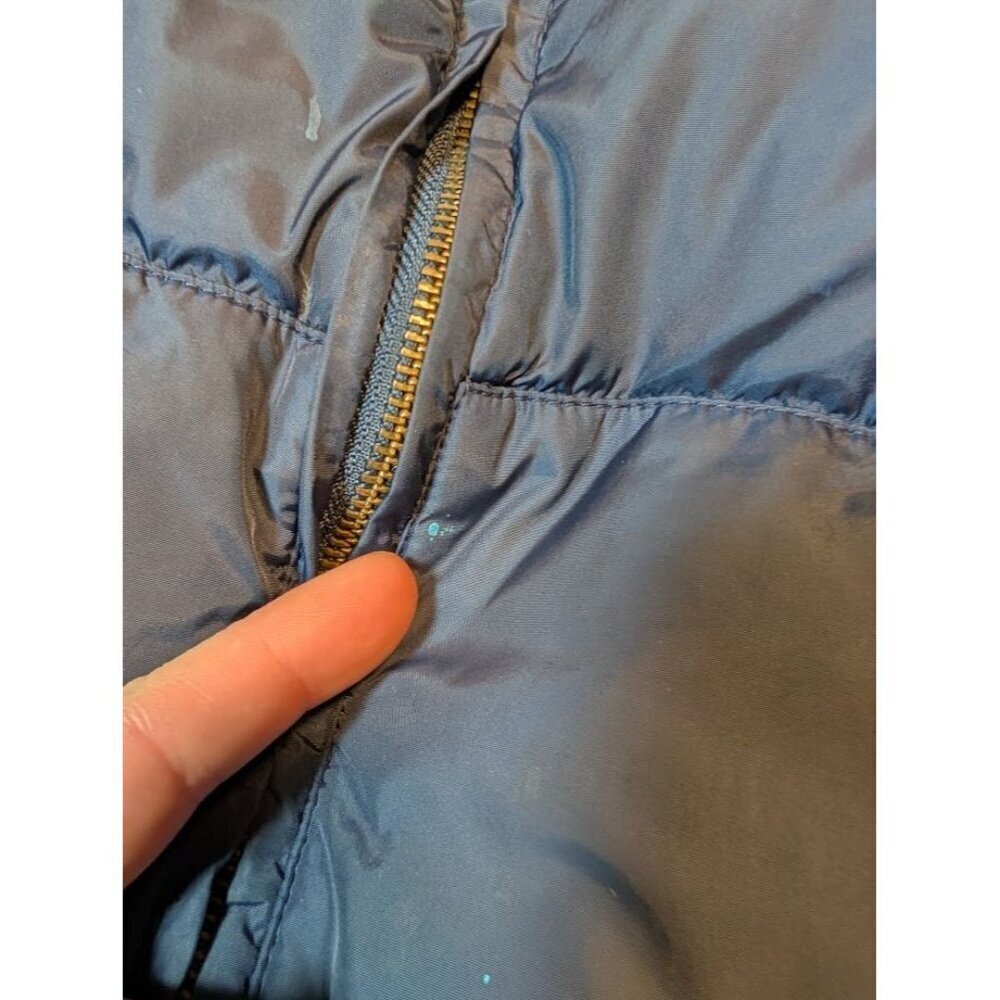 Eddie Bauer VTG Men's medium navy blue down puffer vest zip closure, distressed - Picture 5 of 8